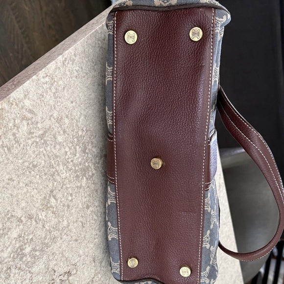 Celine Denim Blue and Chocolate Brown Buckle Bag - Picture 6 of 10